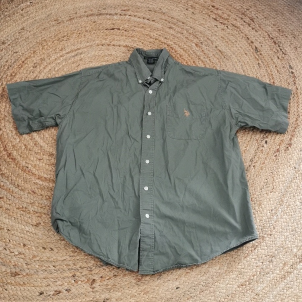 US Polo Assn Mens Green Hunting Fishing Outdoors Casual Preppy Shirt. L